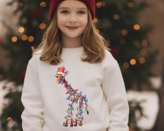 Youth Giraffes Christmas Sweatshirt, Giraffes Christmas Sweater, Funny Giraffes Sweatshirt, Giraffe Lover Xmas Gift, Giraffe Holiday Sweat