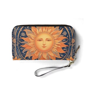Portefeuille Sun Design – Joli portefeuille en cuir végétalien pour femme | Cadeau unique, joli portefeuille végétalien, cadeau idéal pour elle