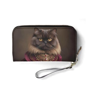 Baroness Cat of Burgund Brieftasche - Veganes Leder Niedliche Brieftasche für Frauen | Einzigartiges Geschenk, süße Vegan Geldbörse Ideales Geschenk für Sie