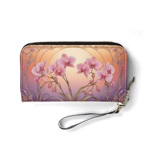 Portafoglio Orchids – Portafoglio carino in pelle vegana per donna / Regalo unico, portafoglio vegano carino, regalo ideale per lei