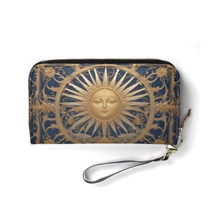 Carteira Celestial Sun – Carteira Vegana de Couro Bonita para Mulheres | Presente Único, Carteira Vegana Bonita Presente Ideal para Ela