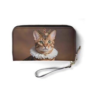 Cartera de gato de Bengala: bonita cartera de piel vegana para mujer. Regalo único. Bonita cartera vegana. Regalo ideal para ella.