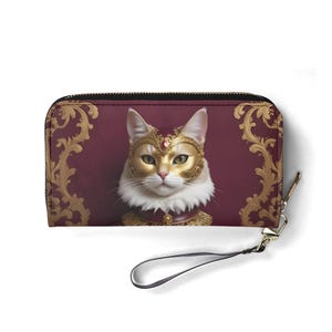 Masquerade Damen Katzen Geldbörse – Damen Portemonnaie | Einzigartiges Geschenk, süße Vegan Geldbörse Ideales Geschenk für Sie