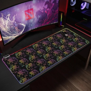 Colorful Elephant Glowing Mousepad LED RGB Keyboard Pad Mouse Pad for Gaming Desk Decor Gamer Gift