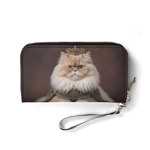 Portefeuille chat persan – Joli portefeuille en cuir végétalien pour femme | Cadeau unique, joli portefeuille végétalien, cadeau idéal pour elle