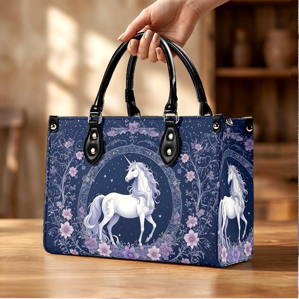 Floral Celestial Unicorn Handbag: Vegan Leather Shoulder Bag - Etsy