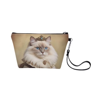 Renaissance Noble Cat Bag Zippered Sling Makeup Bag - Stylish and Portable Cosmetic Organizer Pouch Gift for Her