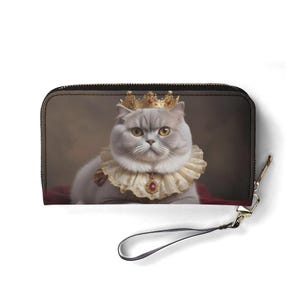 Carteira Scottish Fold Cat – Carteira de couro vegana fofa para mulheres | Presente exclusivo, carteira vegana fofa, presente ideal para ela