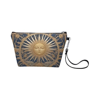 Himmlische Sonne Schminktasche Reißverschlusstasche Süße Tasche Vegan Leder Reißverschluss Federmäppchen Kulturbeutel Geschenk für ihre Tasche