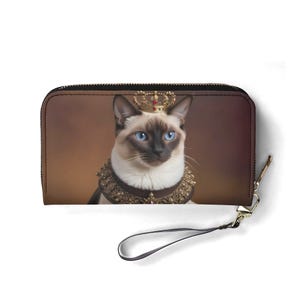 Carteira de gato siamês – Carteira fofa de couro vegano para mulheres | Presente exclusivo, carteira vegana fofa, presente ideal para ela