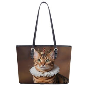 Sac fourre-tout chat du Bengale Sac mignon Sac à bandoulière en similicuir végétalien Grand sac de marché, sac à bandoulière, cadeaux pour femme