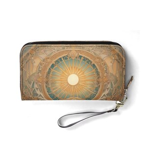 Portafoglio Sun Art Nouveau – Portafoglio carino in pelle vegana per donna / Regalo unico, portafoglio vegano carino, regalo ideale per lei