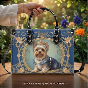 Regal Yorkshire Terrier Dog Handbag – Regal Portrait PU Leather Purse