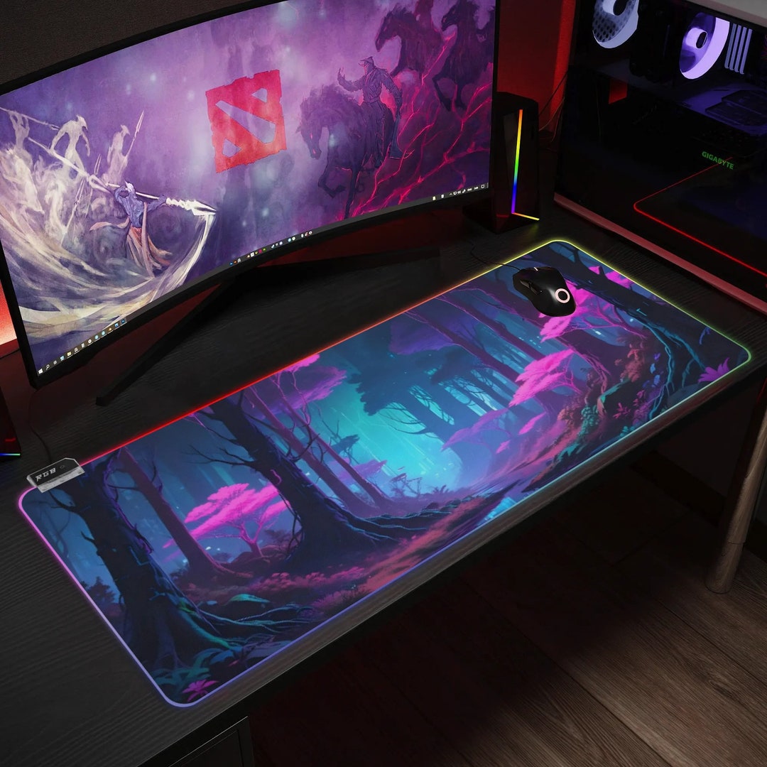 Tree Mouse Gaming Trees in a Fantasy Forest Mousepad Transparent LED RGB Keyboard Pad ...