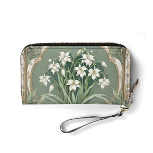 Carteira Lily of the Valley – Carteira de couro vegana fofa para mulheres | Presente exclusivo, carteira vegana fofa, presente ideal para ela