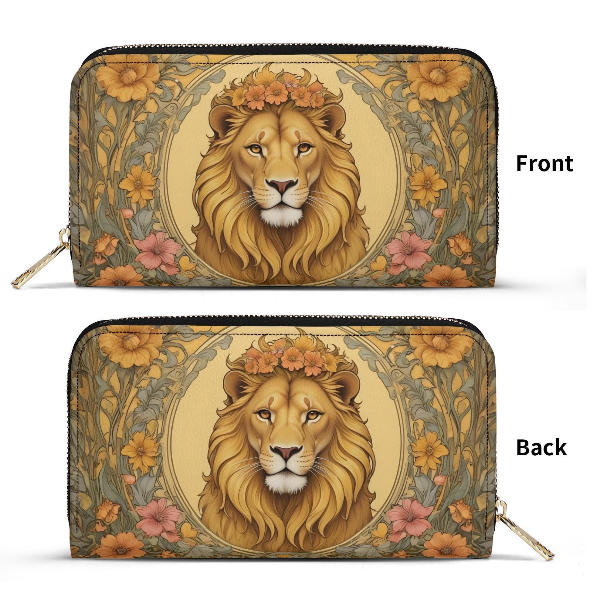 Portafoglio Bifold Uomo In Pelle Vegana – Stampato Leone – Regalo Originale