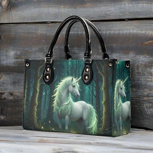 Forest Guardian Unicorn Crossbody Bag - Mystical Vegan Leather Designer Purse, Unique Gift for Women