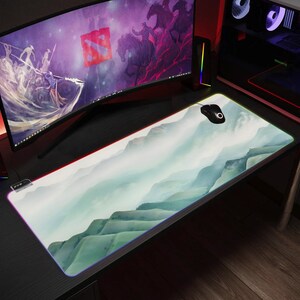 Minimal Mountain Mousepad LED RGB Keyboard Pad for GamingTable Decor - Gamer Gift - Desk Accessories