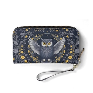 Portafoglio gufo mistico – Portafoglio carino in pelle vegana per donna / Regalo unico, portafoglio vegano carino, regalo ideale per lei