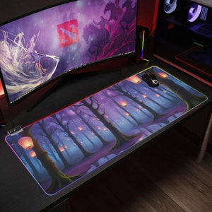 Twilight Forest Mousepad Transparent LED RGB Keyboard Pad Gaming Mouse Mat Pad Table Decor Gamer Gift Deskmat Desk Accessories