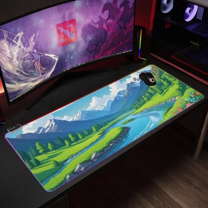 River Path Mousepad Transparent LED RGB Keyboard Pad Gaming Mouse Mat Pad Table Decor Gamer Gift Deskmat Desk Accessories