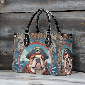 Pirate Bulldog Bag Cute Crossbody Bag Unique Purse Cute Purse, Luxury Bag Vegan Leather Bags Printed Designer Bag