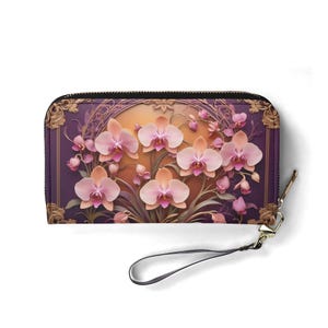 Portafoglio Orchids – Portafoglio carino in pelle vegana per donna / Regalo unico, portafoglio vegano carino, regalo ideale per lei