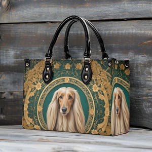 Afghan Houndk - Art Nouveau Regal Dog Bag Cute Crossbody Bag Unique Purse Cute Purse, Luxury Bag Vegan Leather Bags Printed Designer Bag