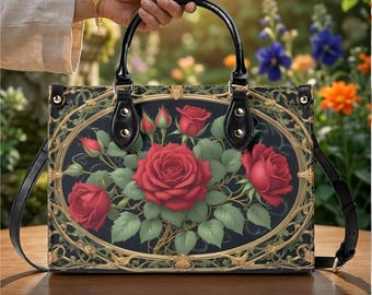 Vintage Floral Vegan Leather Handbag, Cottagecore Boho Bag - Etsy