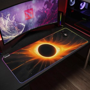 Dark Planet Gaming Desk Accessories LED RGB Keyboard  Mouse Mat  Transparent Mousepad - Gamer Gift