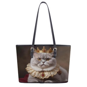 Sac fourre-tout Scottish Fold avec chat, sac mignon, sac à bandoulière végétalien en similicuir, grand sac de marché, sac à bandoulière, cadeaux pour femme
