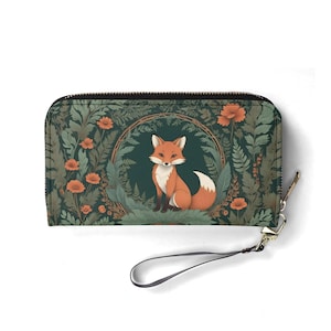 Portafoglio Forest Fox – Portafoglio carino in pelle vegana per donna / Regalo unico, portafoglio vegano carino, regalo ideale per lei