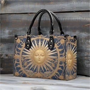 Bolso Celestial Sun, lindo bolso cruzado, bolso único, lindo bolso, bolso de lujo, bolsos de cuero vegano, bolso de diseñador estampado