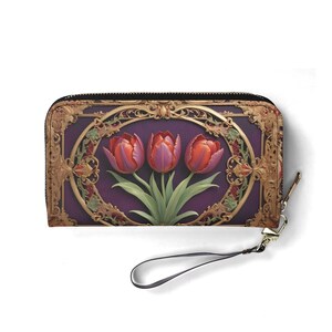 Portafoglio Tulips – Portafoglio carino in pelle vegana per donna / Regalo unico, portafoglio vegano carino, regalo ideale per lei