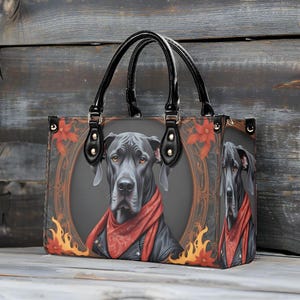 Deutsche Dogge Make-up Tasche • Canvas • 22,9 X 17 Cm • Mit Reißverschluss • „Peace Love Great Danes“ Aufdruck