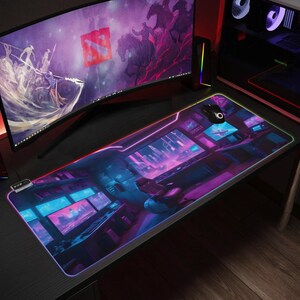 RGB LED Gaming Mouse Pad  Gamers Setup Desk Mat  Transparent Keyboard Pad  Desk Accessories  Gamer Gift