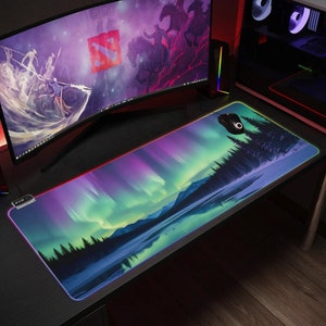 Northern Lights Mousepad Transparent LED RGB Keyboard Pad Gaming Mouse Mat Pad Table Decor Gamer Gift Deskmat Desk Accessories