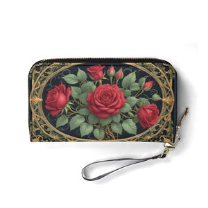 Portafoglio Roses – Portafoglio carino in pelle vegana per donna / Regalo unico, portafoglio vegano carino, regalo ideale per lei