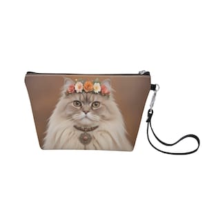 Bohemian Princess Cat Bag Zippered Sling Makeup Bag - Stylish and Portable Cosmetic Organizer Pouch Gift for Her