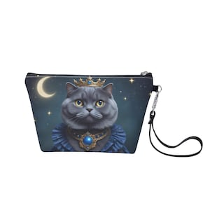 Starry Enchantress Cat Bag Zippered Sling Makeup Bag - Stylish and Portable Cosmetic Organizer Pouch Gift for Her