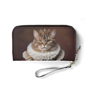 Regal Elizabethan Cat Wallet - Vegan Leder Niedliche Brieftasche für Frauen | Einzigartiges Geschenk, süße Vegan Geldbörse Ideales Geschenk für Sie