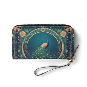 Portafoglio Royal Peacock – Portafoglio carino in pelle vegana per donna / Regalo unico, portafoglio vegano carino, regalo ideale per lei