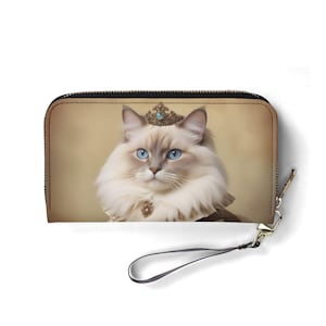 Portefeuille Renaissance Noble Cat – Joli portefeuille en cuir végétalien pour femme | Cadeau unique, joli portefeuille végétalien, cadeau idéal pour elle