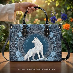 ◆◆◆未使用★NEWYORKERGOLF★定価¥23,100★サイズM◆◆ White Wolf Purse Floral Handbag Vegan Leather Bag Arctic Wolf
