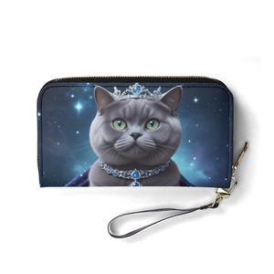 Galactic Countess Cat Portemonnee – Veganistische leren portemonnee voor dames | Uniek cadeau, schattige veganistische portemonnee, ideaal cadeau voor haar