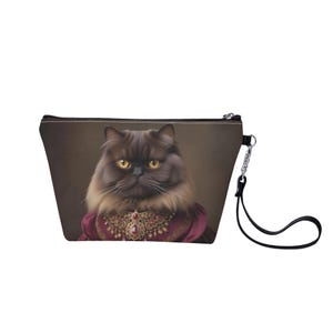 Baroness Cat of Burgundy Bag Zippered Sling Makeup Bag - Stylish and Portable Cosmetic Organizer Pouch Gift for Her
