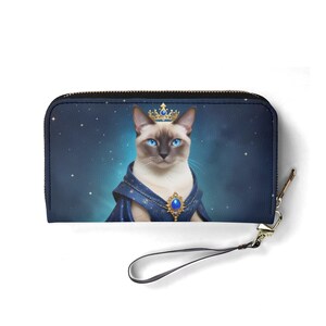 Carteira Celestial Queen Cat – Carteira Vegana de Couro Bonita para Mulheres | Presente Único, Carteira Vegana Bonita Presente Ideal para Ela