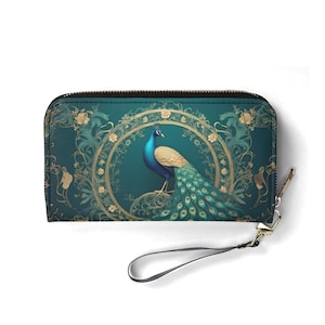 Elegant Peacock Wallet – Vegan Leather Cute Wallet for Women | Unique Gift, Cute Vegan Wallet Ideal Gift for Her