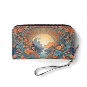 Portafoglio floreale con fiori – Portafoglio carino in pelle vegana per donna / Regalo unico, portafoglio vegano carino, regalo ideale per lei