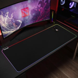Black Transparent LED RGB Gaming Mousepad - Deskmat and Desk Accessories - Gamer Gift